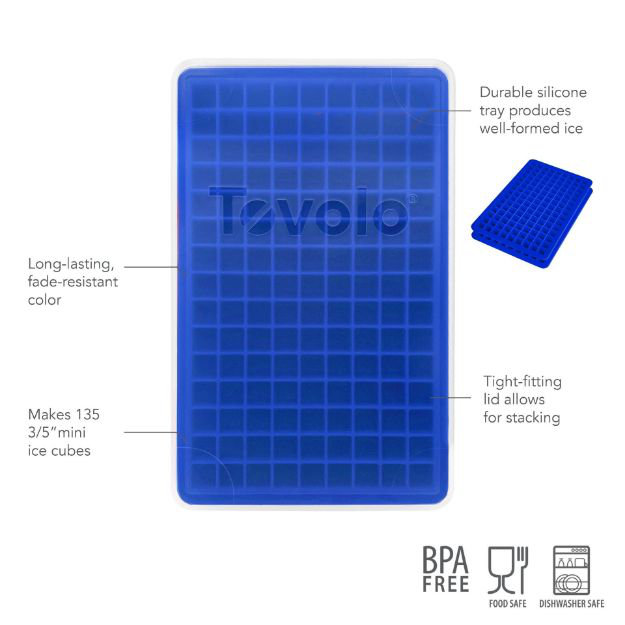 Tovolo Elements XL Ice Cube Tray, Set Of 2 Silicone Ice Trays, Extra-Large Ice Cubes For Whiskey, Bourbon, Cocktails & More, BPA-Free & Dishwasher-Safe, Blueberry